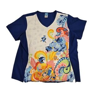 Disney Pixar Women Tooniforms Scrub Top Short Sleeve Size 2XL Finding Nemo Dory